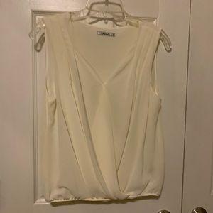 Papaya Cream Sleeveless V-Neck Draped Blouse